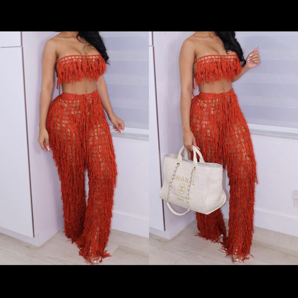 Blood Orange Two Piece Shaggy Coverup